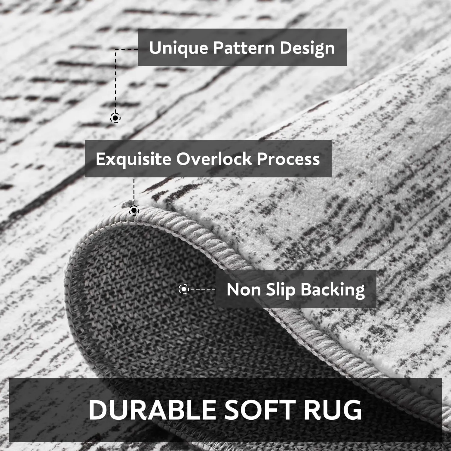 5x7 Area Rugs for Living Room Machine Washable Rug Distressed Indoor Carpet Neutral Moroccan Boho Rug Ultra Soft Area Rug for Bedroom Dining Room Playroom Office, Black