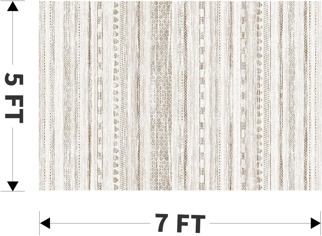 5x7 Large Area Rugs for Living Room Machine Washable Rug Distressed Indoor Carpet Neutral Moroccan Boho Rug Ultra Soft Area Rug for Bedroom Dining Room Playroom Office, Light Brown