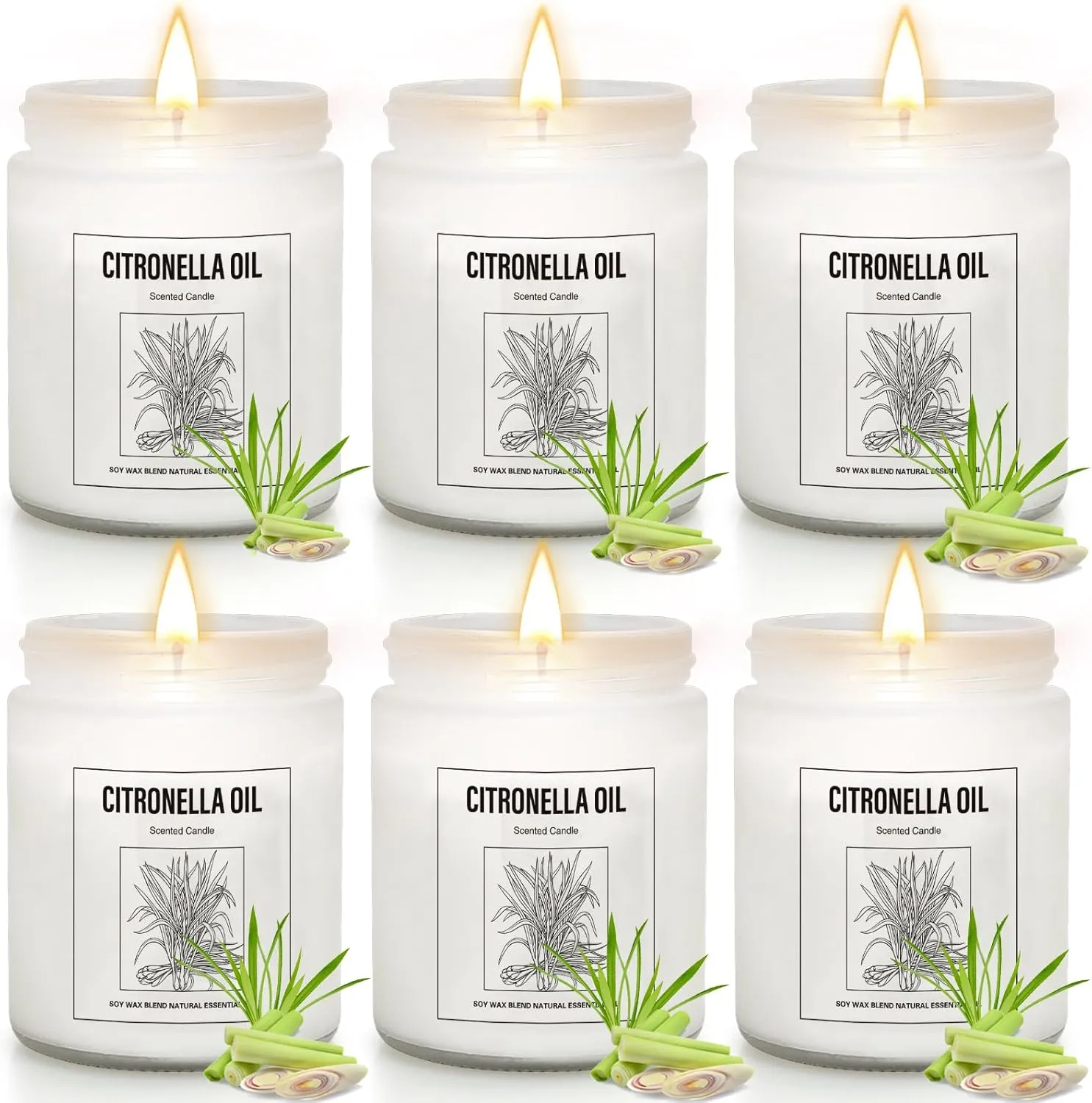 6 Pack Citronella Candles Outdoor, 42Oz Citronella Candles with Citronellas Oil and Soy Wax, Summer Gifts for Indoor Outdoor, 300 Hours Burn Citronellas Candle for Outside Patio Camping BBQ