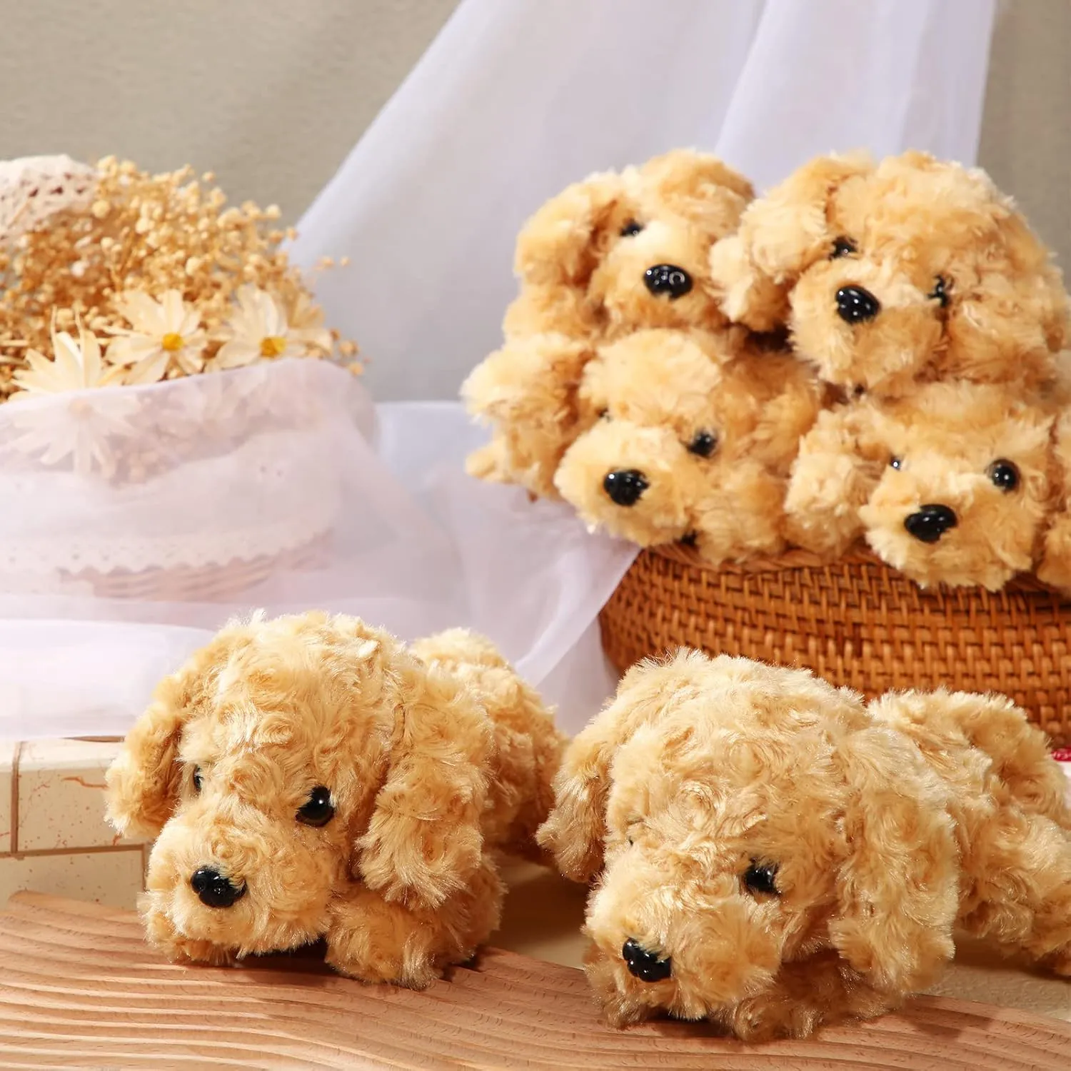 6 Pcs 8 Inch Dog Stuffed Animal Plush Cute Soft Puppy Plush Dog Pillow Toy Fluffy Puppy Set for Kids Girls Baby Shower Birthday Party Favor Room Home Decor