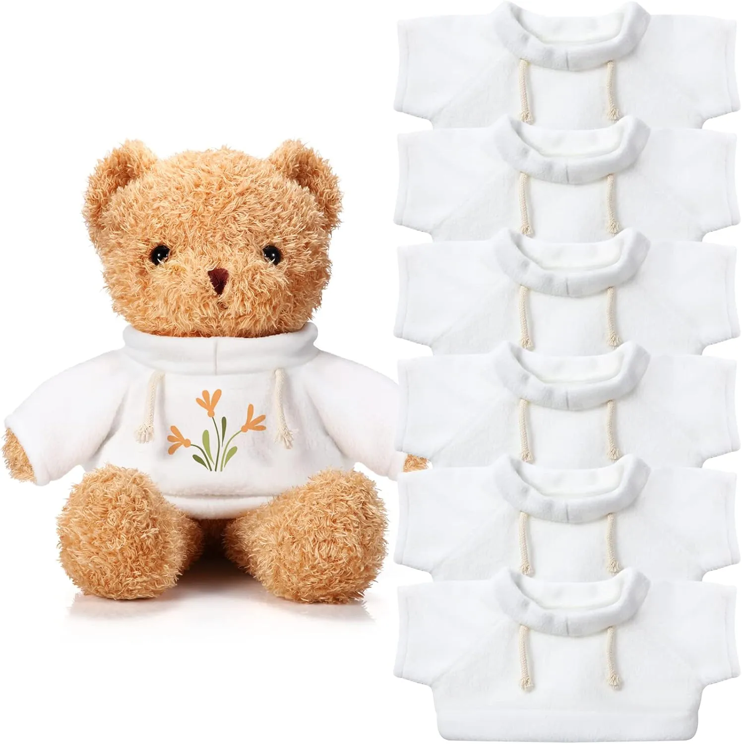6 PCS Stuffed Bear Clothes Tee Shirt Sublimation Plush Bear Shirts Classic Stuffed Animal Bear T Shirts Bear Collar Tshirt Fit 14-18 Inches Stuffed Bear Dolls