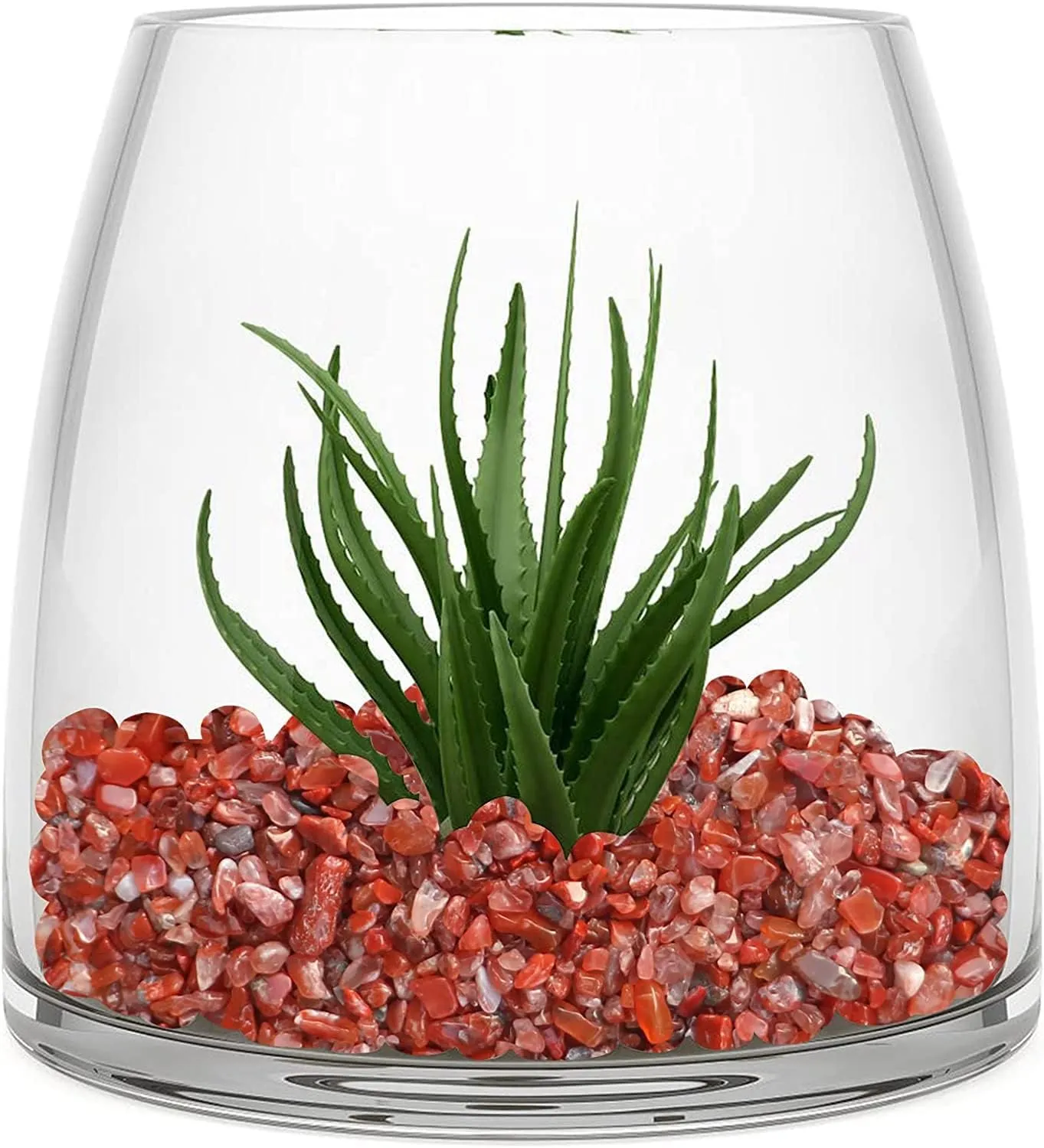 6lb Red Polished Rocks Crystal Crushed Pieces Natural Quartz Pebbles Small Tumbled Chip Gravel Succulent Cactus Bonsai Top Dressing Plant Landscape Terrarium Supplies for Home Decoration Vase Filler