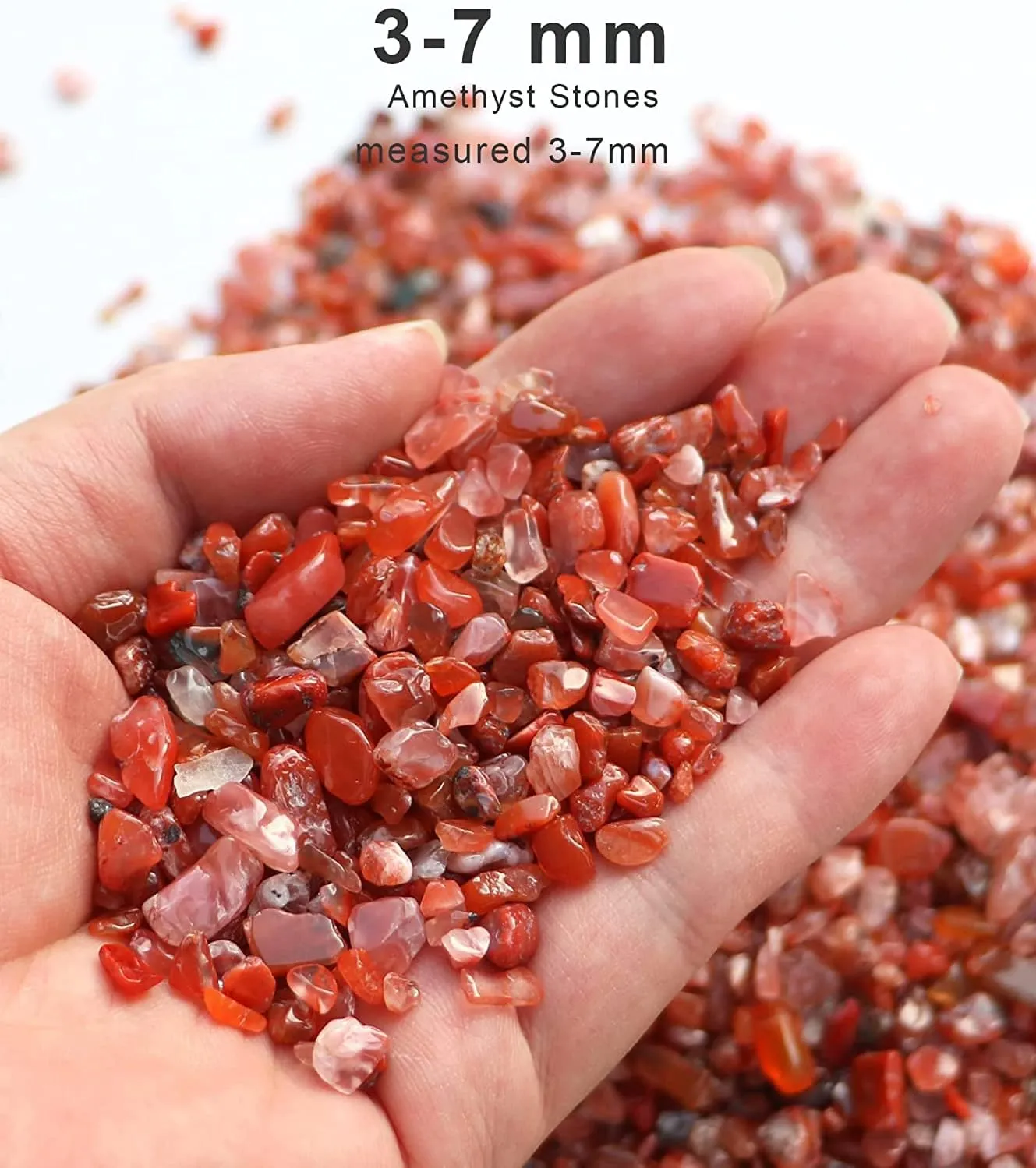 6lb Red Polished Rocks Crystal Crushed Pieces Natural Quartz Pebbles Small Tumbled Chip Gravel Succulent Cactus Bonsai Top Dressing Plant Landscape Terrarium Supplies for Home Decoration Vase Filler