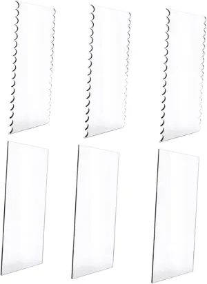 6Pcs Acrylic Cake Scraper Transparent Kitchen Gadgets for Baking Icing and Dough Cutting Reusable and Easy to Clean Bakeware Tools for Home Cake Making