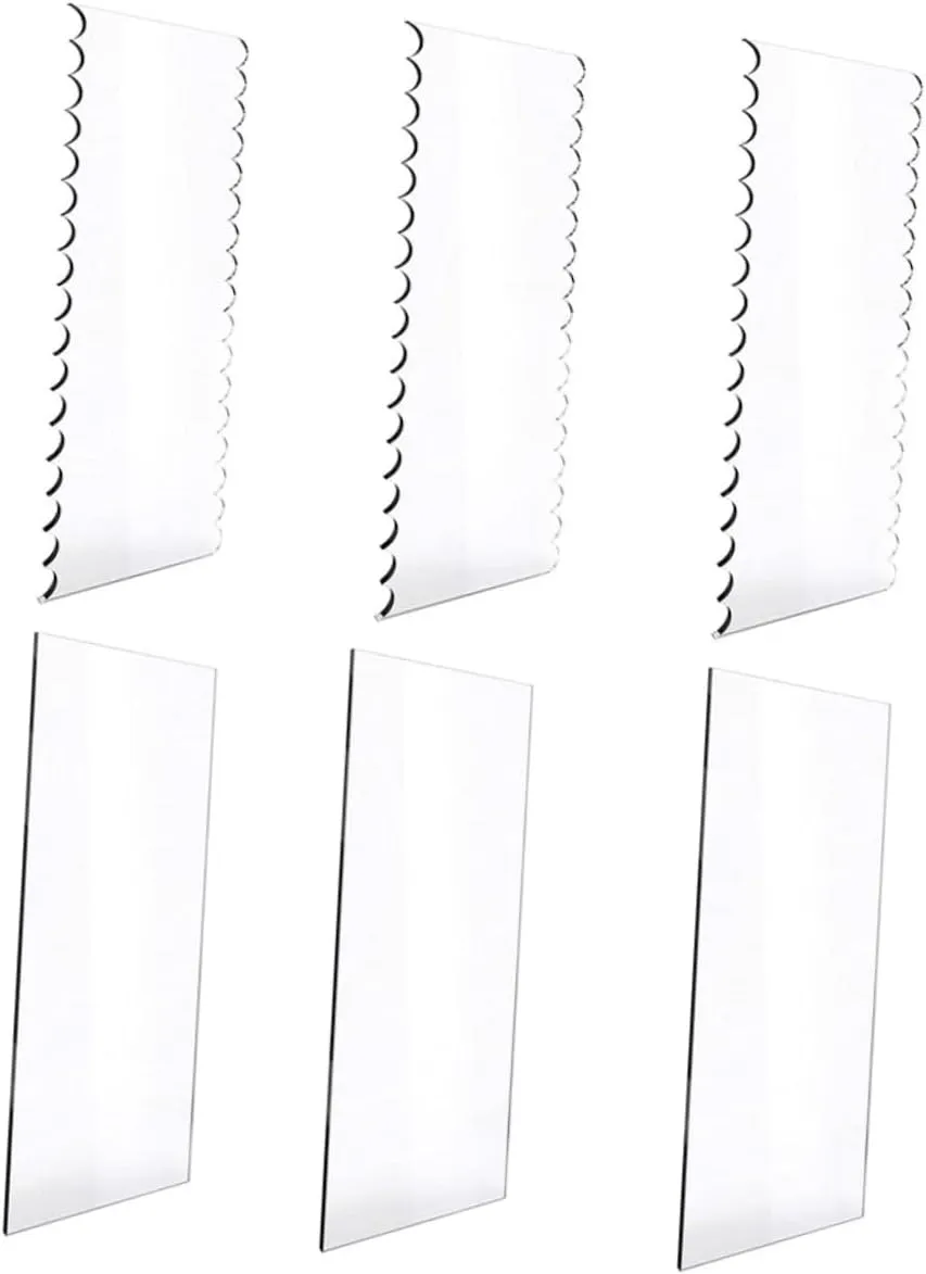 6Pcs Acrylic Cake Scraper Transparent Kitchen Gadgets for Baking Icing and Dough Cutting Reusable and Easy to Clean Bakeware Tools for Home Cake Making