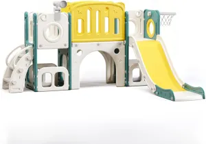 8 in 1 Toddler Slide Set, Kids Slide for Toddlers, Toddler Climber Slide PlaySet with Basketball Hoop,Outdoor Indoor Playground for Toddlers Upgraded