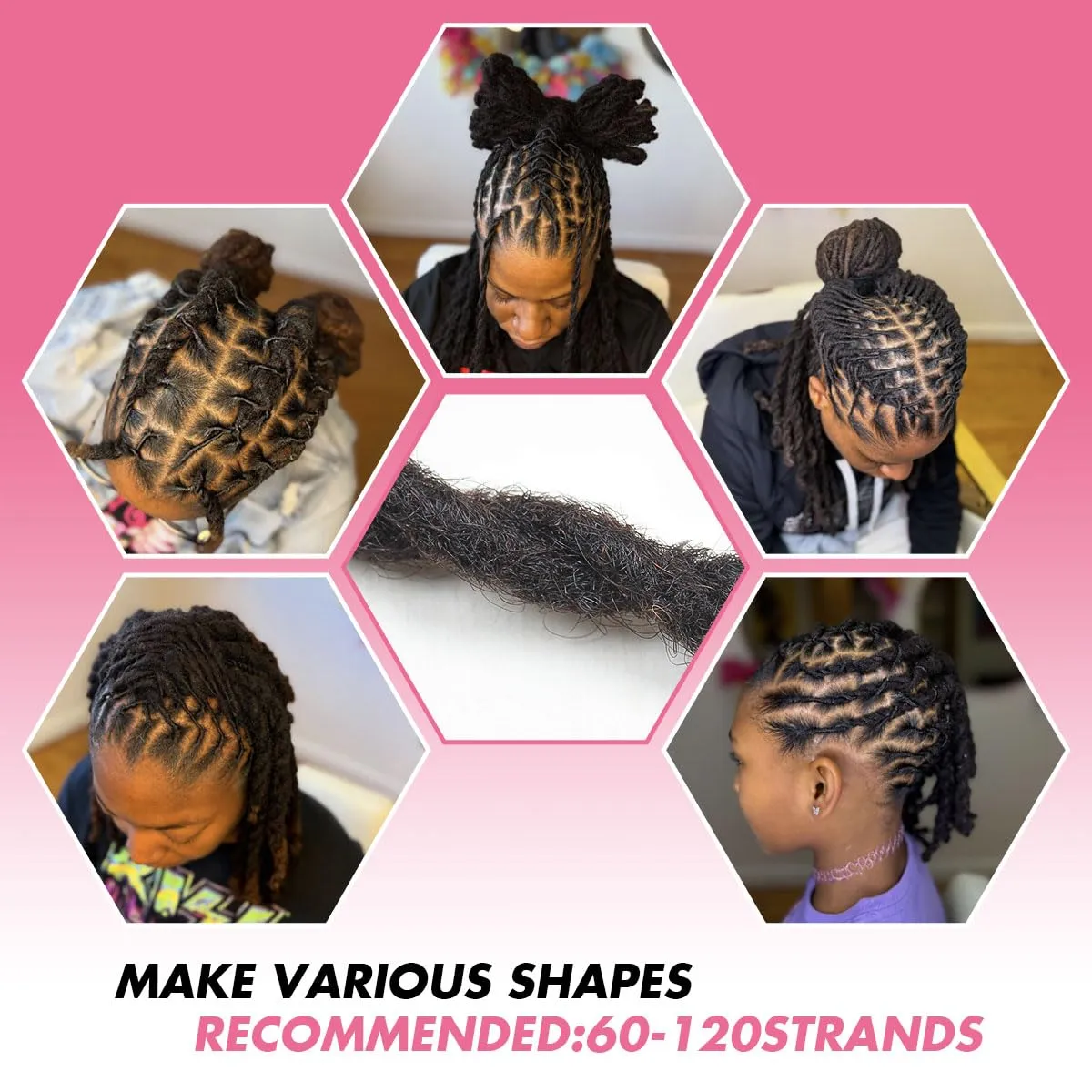8 Inch 40 Strands Loc Extensions Human Hair, 0.6cm Pencle Size Dreadlock Extensions Human Hair for Women Men Kids Full Handmade Permanent Dreads Locs(Natural Black)