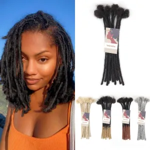 8 Inch 40 Strands Loc Extensions Human Hair, 0.6cm Pencle Size Dreadlock Extensions Human Hair for Women Men Kids Full Handmade Permanent Dreads Locs(Natural Black)