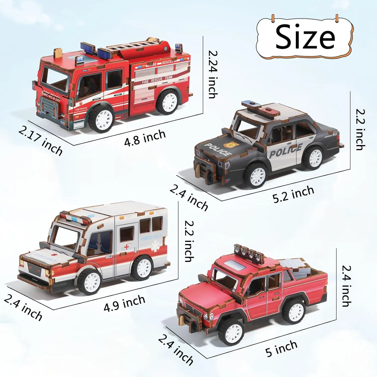 8 Pack 3D Wooden Puzzle STEM Model Car Kits, Science Kits for Young Engineer, 3D Puzzles for Kids Ages 4-12, Educational Wooden Craft Gifts for Boys & Girls