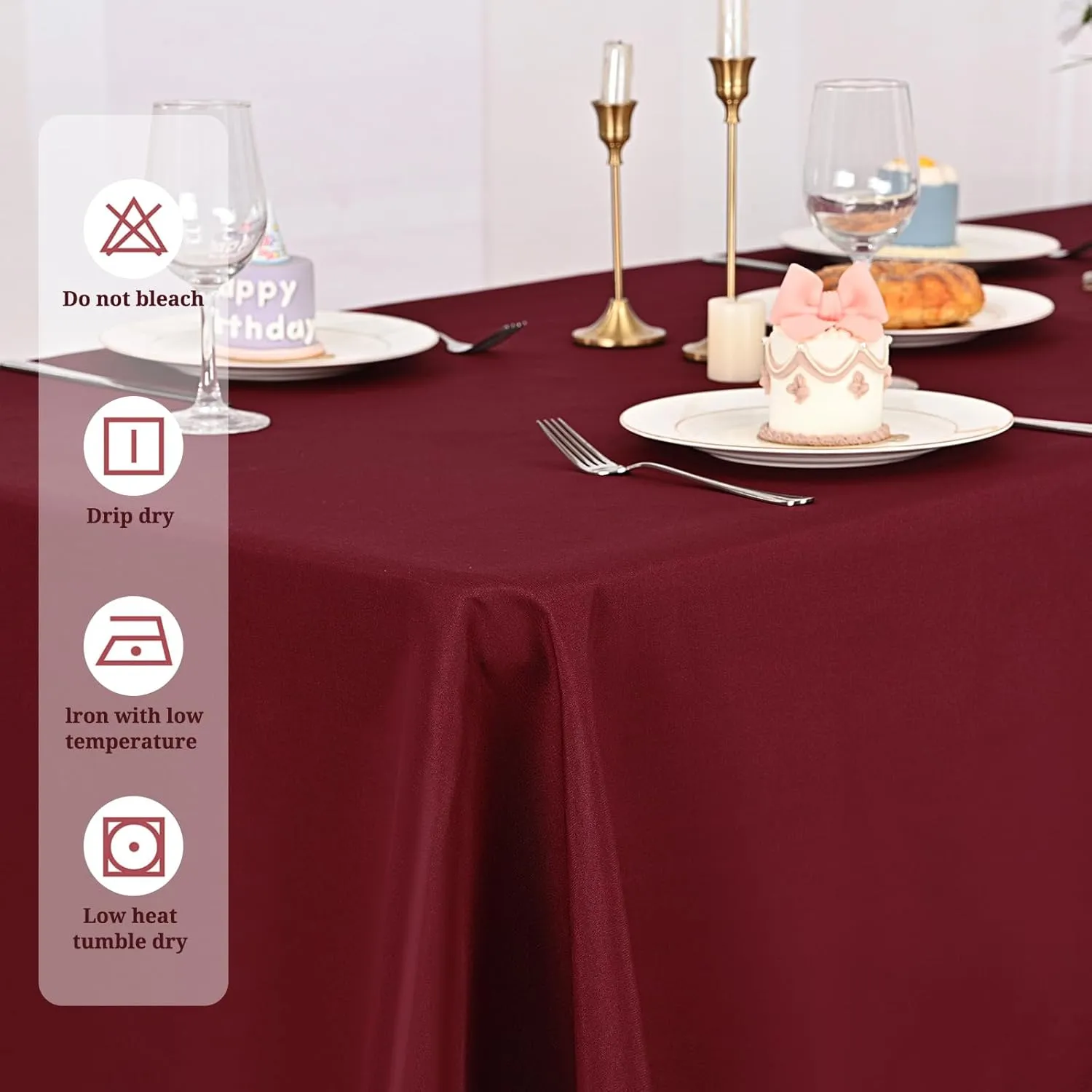 8 Pack 60 x 102 Inch Rectangle Tablecloth, Burgundy Tablecloth for 6 Feet Rectangle Tables, Stain and Wrinkle Resistant Washable Fabric Table Cloth for Wedding Dining Table Buffet Parties Camping
