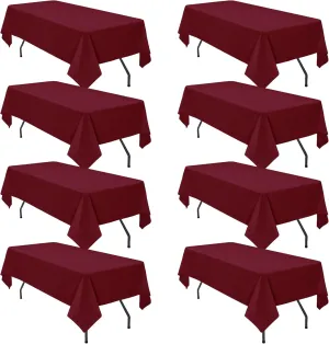 8 Pack 60 x 102 Inch Rectangle Tablecloth, Burgundy Tablecloth for 6 Feet Rectangle Tables, Stain and Wrinkle Resistant Washable Fabric Table Cloth for Wedding Dining Table Buffet Parties Camping