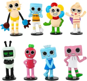 8 Pcs Cartoon Game Action Figures Cute Cartoon Cake Toppers Birthday Decorations Gift for Game Fans Office Room Figurine Decor