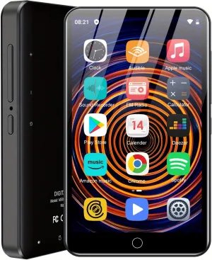 80GB MP3 Player with Bluetooth and WiFi, 4-inch Touch Screen mp3 Players with Bluetooth ， with Spotify, SpotifyKids, Audible, Andora, Amazon Player, MP4&MP3 Player up to 1TB (Black) (Grayish Black)