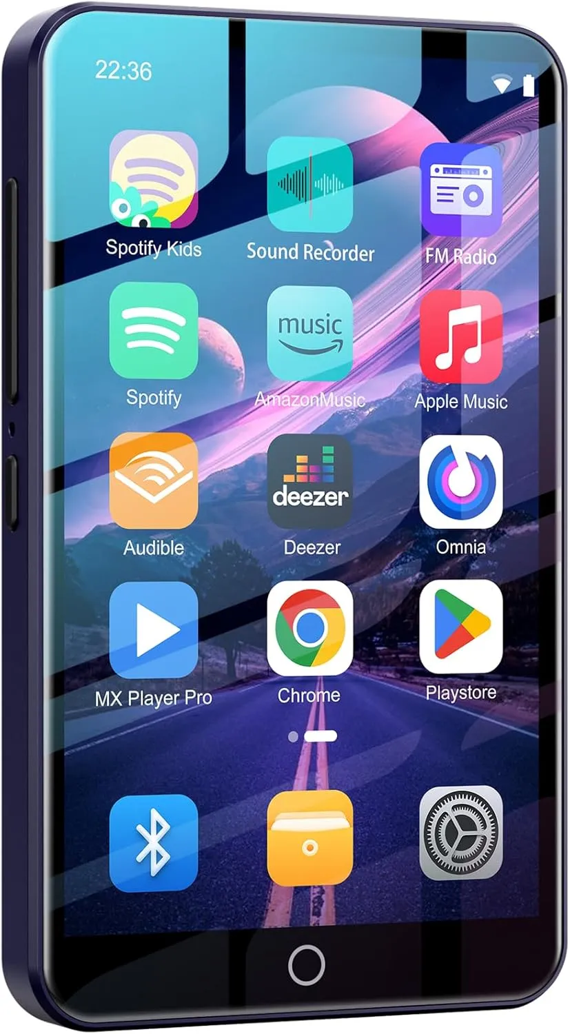 80GB MP3 Player with Bluetooth and WiFi, Android MP3 & MP4 Players with 4" Touchscreen and Speaker, 2000mAh Spotify Music Player with Spotify Kids, Audible, Amazon Music, Play Store (Purple)