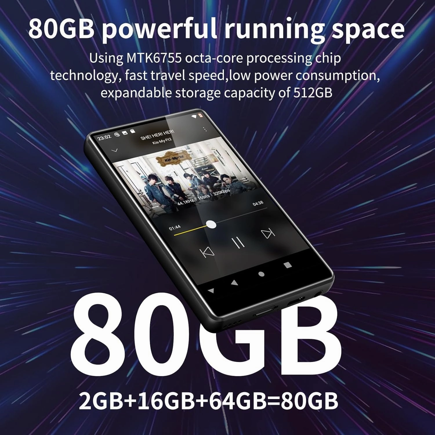 80GB MP3 Player with Spotify, 4-inch Touch Screen MP4 MP3 Player with Bluetooth and WiFi, M503Pro Android Music Player with Audible, Browser, Amazon Music, FM Radio Support Up 512GB