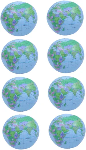 8pcs Inflatable Beach Balls Globe Shaped Pool Party for Summer Fun and for Swimming Pool and Beach Activities