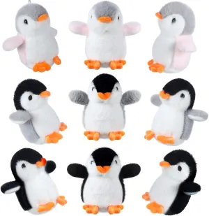9 Pcs Mini Penguin Stuffed Plush Toys 4.3 Inch Cute Soft Small Penguin Ornament Hanging Animal Stuffed Toys for Keychain Bag Pendant Birthday Valentine Gift Party Favor(Cute Style)