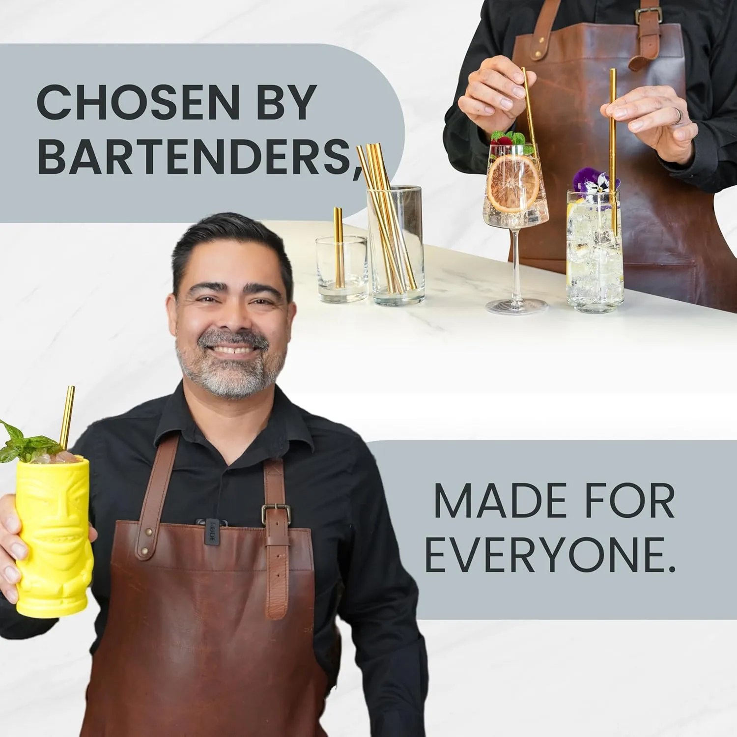 A Bar Above Drinking Straws, Cocktail Combo, Metal Straw for Home Bars, Stainless Steel with Cleaning Tool, Dishwasher Bag, Cocktail Straw, Metal Short, Long, Narrow, Wide Straws, 19 Pcs