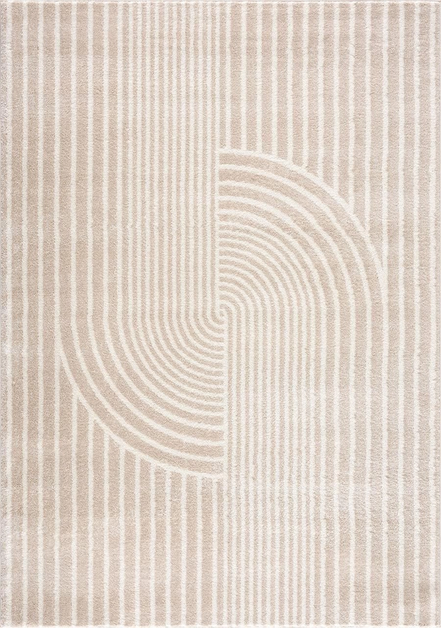 Abani Area Rug for Living Room -Nuevo 5' x 8' Beige Arch Pattern Area Rug, Soft and Durable Living Room Rug, Stain and Fade Resistant, Chic Modern Design, Pet & Kid Friendly