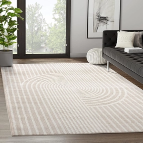 Abani Area Rug for Living Room -Nuevo 5' x 8' Beige Arch Pattern Area Rug, Soft and Durable Living Room Rug, Stain and Fade Resistant, Chic Modern Design, Pet & Kid Friendly