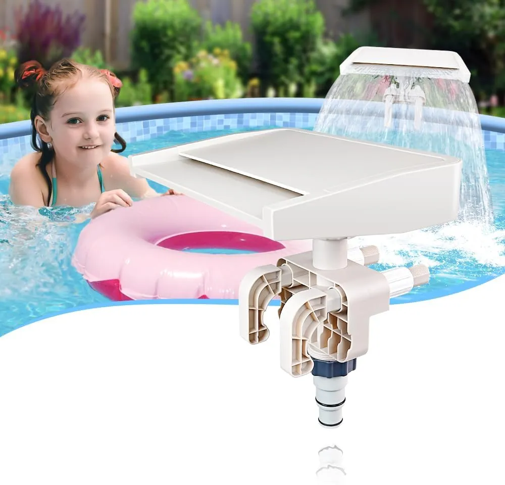 Above Ground Pool Fountain - Cooling and Soothing Waterfall, Adjustable for Various Frames, No Extra Power Required - Perfect Pool Fountains for Above Ground Pools
