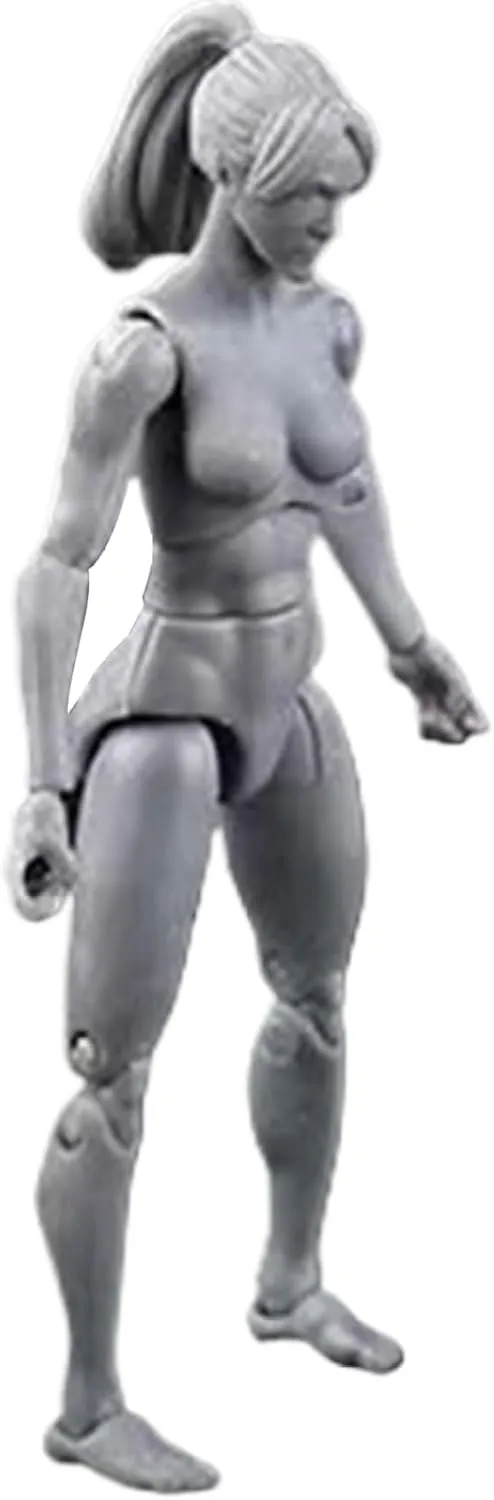 Action Figure Body, 4.1 Inch PVC Blank Action Figure, DIY Poseable, Collectible Painting Drawing for Exhibition, Play, Modeling, Scene Play, Grey/Female &