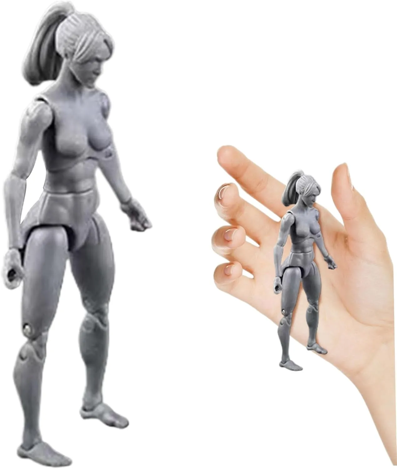 Action Figure Body, 4.1 Inch PVC Blank Action Figure, DIY Poseable, Collectible Painting Drawing for Exhibition, Play, Modeling, Scene Play, Grey/Female &