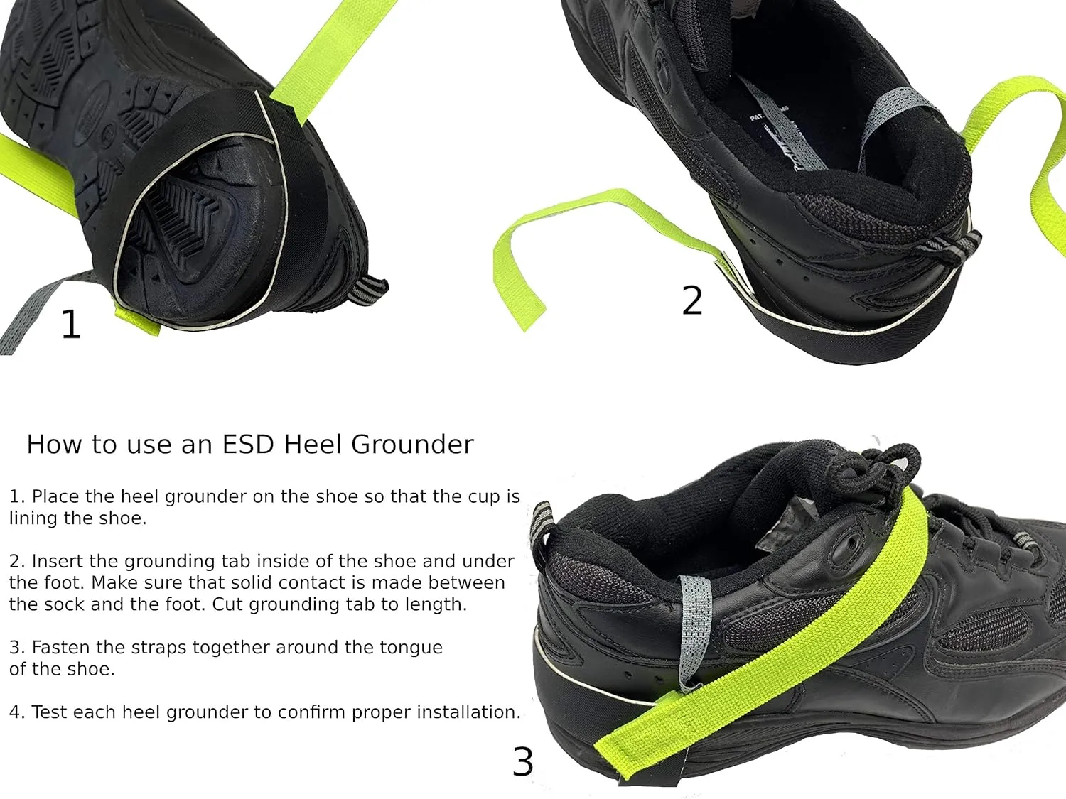 Adjustable One Size Fits All Anti Static 1M Ohm ESD Reusable Foot Heel Straps Premium Quality Perfect for Grounding, Removing Static, Protecting Electronics Against Electric Shock - 20 Pieces, Black
