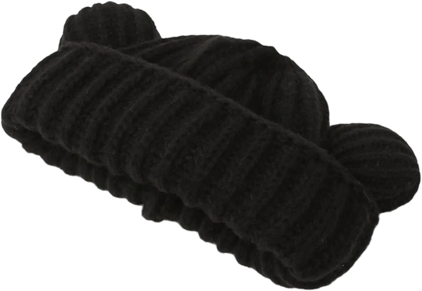 Adult Knit Beanie, Winter Bear Ears Warm Knitted Fleece Lined Woollen Ski Pompom Hat