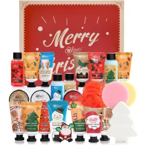 Advent Calendar Gifts for Women Hand Cream Gifts Bath Sets for Women, 24pcs Spa Gift Set, Body Scrub, Bubble Bath, Shampoo, Candles, Keychain, Body Lotion, Shower Gel, Bath Bomb