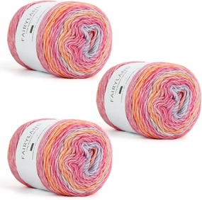 Aeelike Cake Yarn for Crocheting, 3 Skeins Gradient Cake Yarn 100g (3.52 oz) 245m (267 Yards), Super Soft Ombré Yarns Cake Rainbow Cotton Yarn for Making Colorful Crafts, Red Purple Gradient