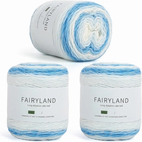 Aeelike Ombré Yarns for Crocheting, 3 Skeins Gradient Cake Yarn 100g (3.52 oz) 245m (267 Yards), Super Soft Yarns Cake with Vibrant Colors for Making Blanket Scarves Sweaters, Blue White Gradient