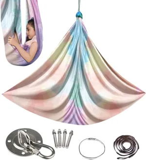 Aerial Hammock Yoga Swing, Yoga Swing Set for Adult Kids, Portable Inversion Sling Hammock Exercise Gear for Aerial Dance, Acrobatics