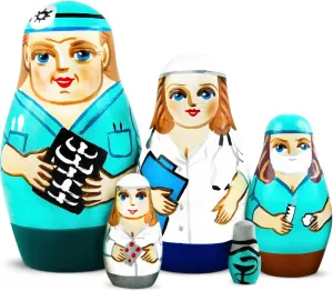 AEVVV Dentist Mini Russian Nesting Dolls Set 5 pcs - Dentist Gifts - Dentist Toys for Dental Office - Miniature Stacking Dolls - Russian Dolls Nesting Dolls