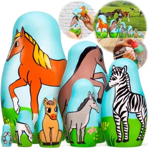 AEVVV Horse Nesting Dolls Set of 7 Pcs - Donkey Gifts - Zebra Gifts - Horse Decor - Gifts for Horse Lovers