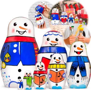 AEVVV Nesting Dolls Set of 7 pcs - Matryoshka Snowman Figures - Christmas Decorations