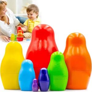 AEVVV Nesting Rainbow Set of 7 pcs - Rainbow Stacking Dolls and Decorations - Wooden Gifts