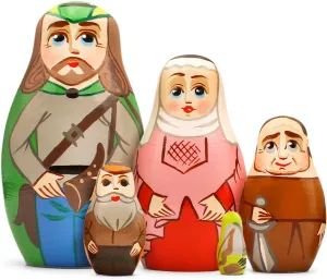 AEVVV Robin Hood Nesting Dolls Set of 5 pcs - Matryoshka with Robin Hood Figurines - Wooden Robin Hood Toy - Robin Hood Gifts - Robin Hood Decorations