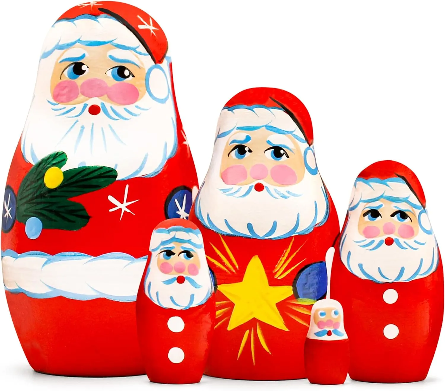 AEVVV Santa Nesting Dolls Set of 5 pcs - Christmas Nesting Dolls - Russian Stacking Dolls - Miniature Matryoshka Dolls Holiday - Mini Russian Nesting Dolls