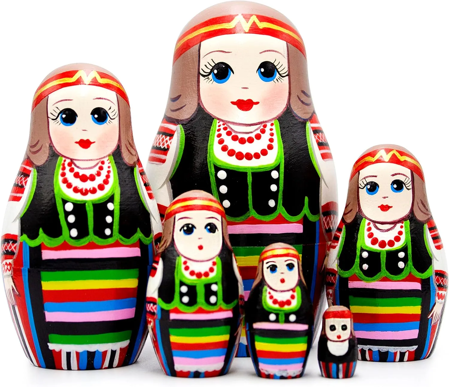 AEVVV Ukrainian Nesting Dolls Set 6 pcs - Ukrainian Doll in Slavic Clothing - Matryoshka Baboushka Stacking Dolls
