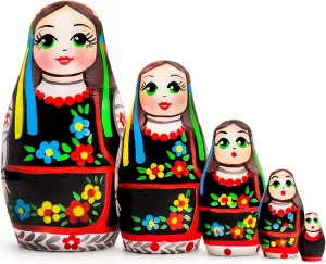 AEVVV Ukrainian Nesting Dolls Set of 5 pcs - Miniature Nesting Dolls in Ukrainian Traditional Costume - Nesting Doll Toys - Micro Matryoshka Stacking Dolls