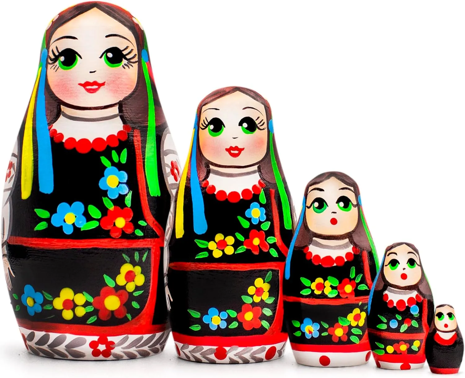 AEVVV Ukrainian Nesting Dolls Set of 5 pcs - Miniature Nesting Dolls in Ukrainian Traditional Costume - Nesting Doll Toys - Micro Matryoshka Stacking Dolls