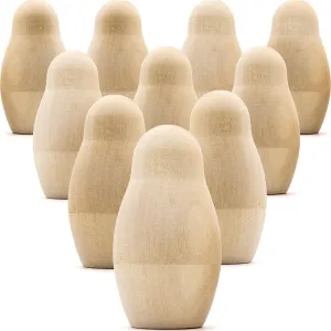 AEVVV Unfinished Nesting Dolls Lot of 10 Sets by 4 pcs - Blank Nesting Dolls - Unpainted Dolls - Wooden Things to Paint