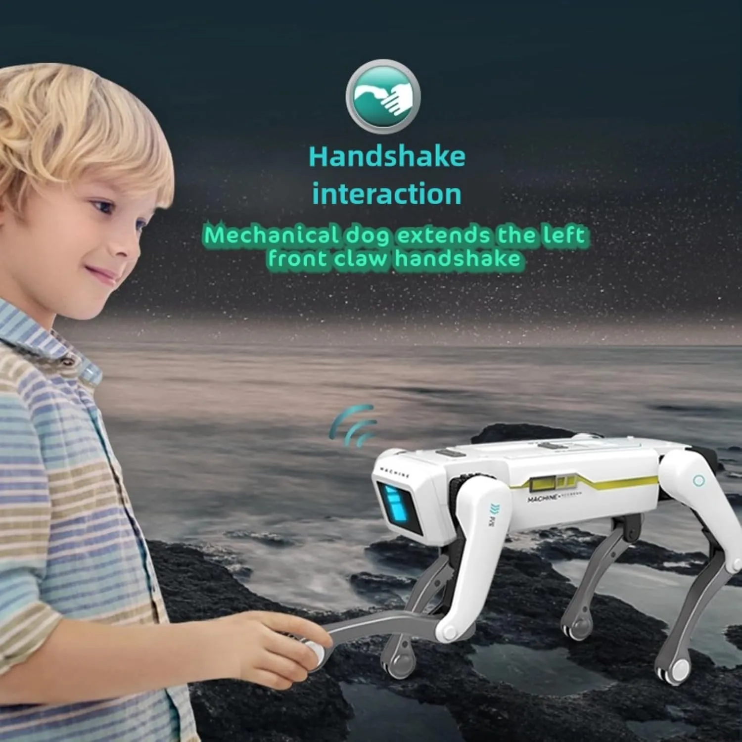 AI Simulation Robot Dog - Remote Control Toy for Kids, Programmable Interactive, Shakes Hands, Shoots, Performs Acrobatics - Gift Idea for Boys and Girls (Shakes Hands)