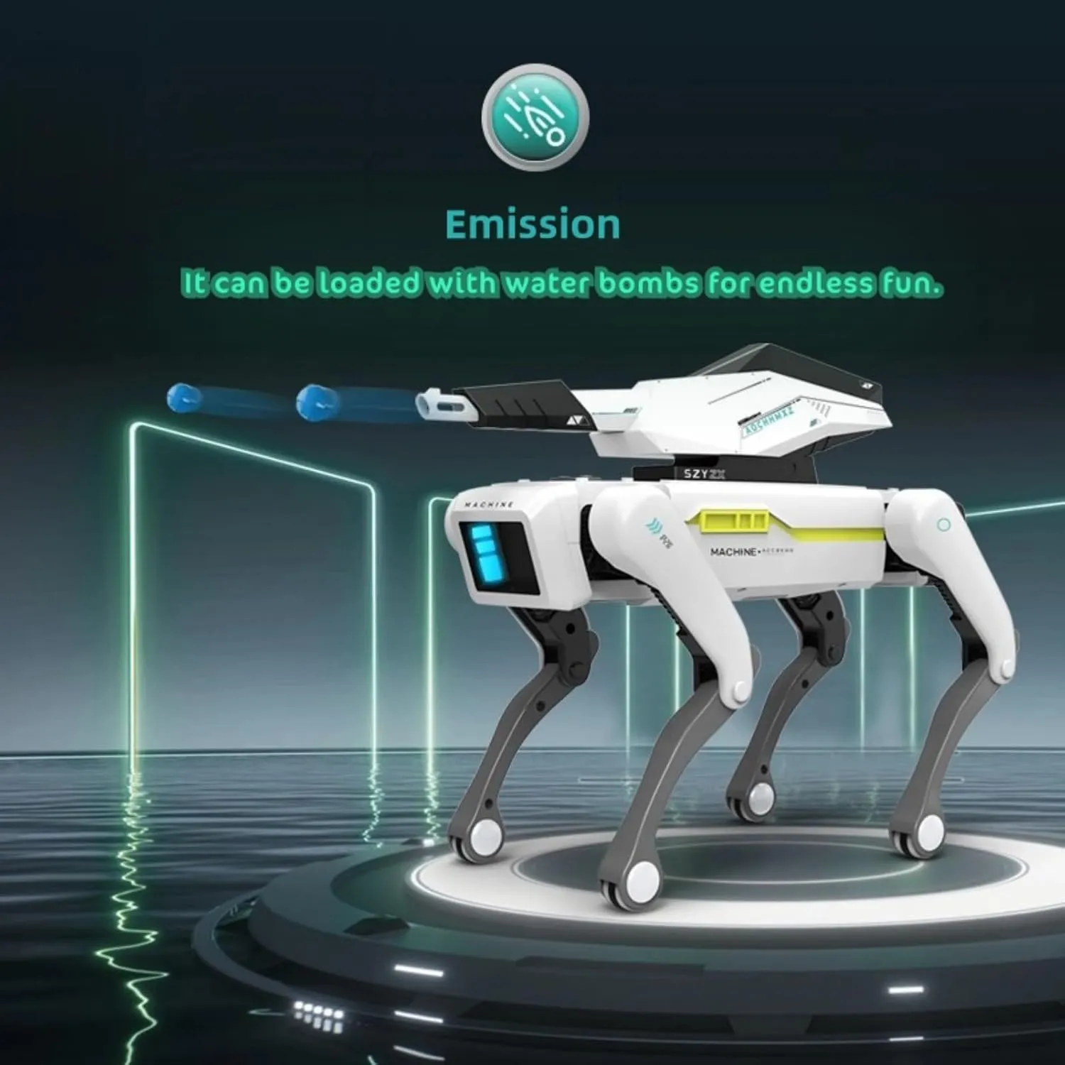 AI Simulation Robot Dog - Remote Control Toy for Kids, Programmable Interactive, Shakes Hands, Shoots, Performs Acrobatics - Gift Idea for Boys and Girls (Shoots Dog)