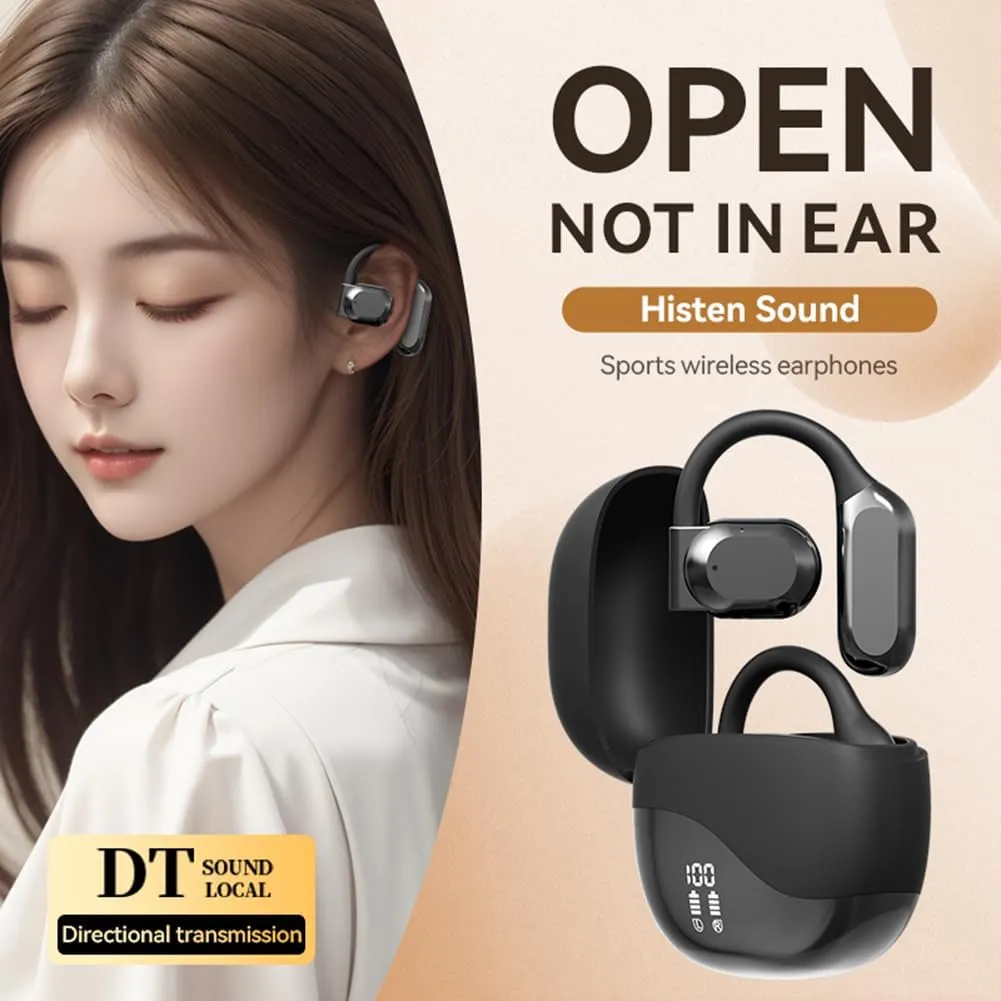 Ai Translation Earbuds Real Time, 2025 Upgrade AI Language Real Time Translation Earbuds, 144 Languages Play Music Bluetooth Over-Ear for Travel Business Learning (Black)