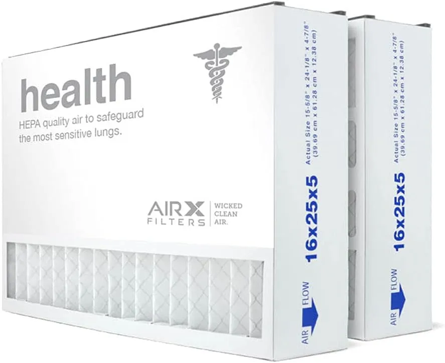 AIRx Filters 16x25x5 MERV 13 HVAC AC Furnace Air Filter Replacement for Air Bear Trion 229990-105, Health 2-Pack, Made in the USA