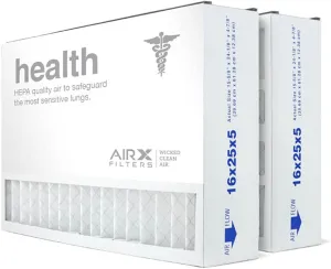 AIRx Filters 16x25x5 MERV 13 HVAC AC Furnace Air Filter Replacement for Air Bear Trion 229990-105, Health 2-Pack, Made in the USA