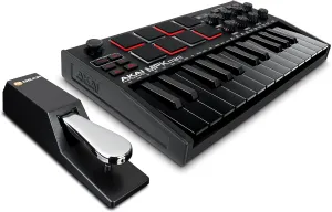 Akai MPK Mini MK3 MIDI Keyboard Controller   M-Audio SP2 Sustain Pedal, with MPC Beats and Software Suite – Beat Maker Bundle (Black)