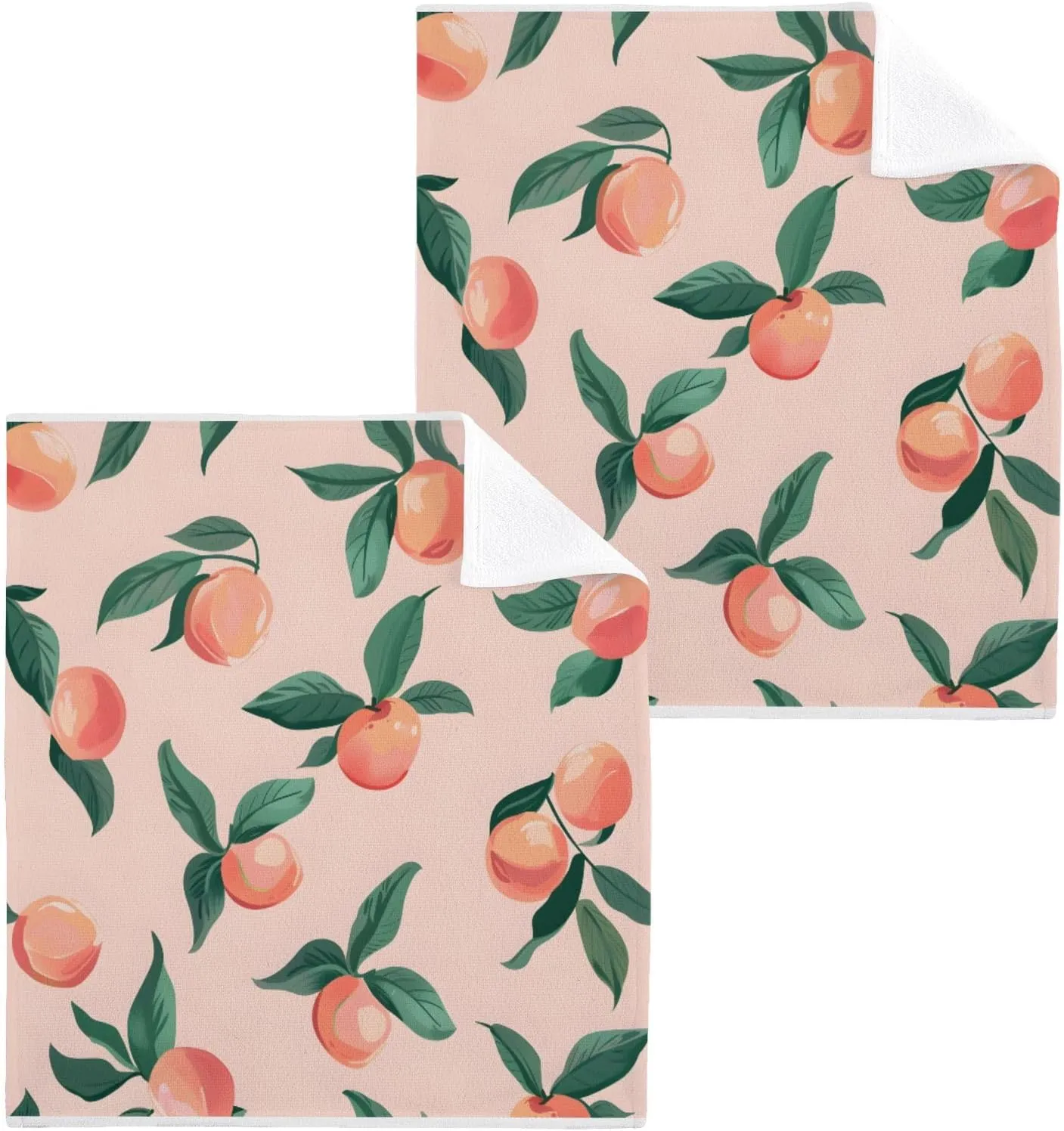 ALAZA Cotton Wash Cloths Set Face Cloths Washcloth Small 4 Pack Peach Cute Pink Absorbent Soft Fingertip Towels 12 x 12 Inches